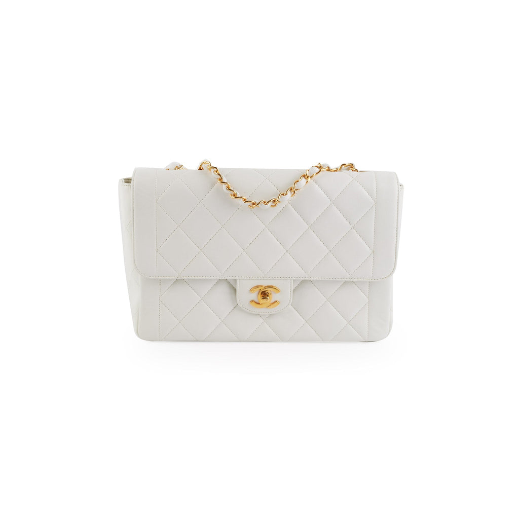Chanel Quilted Vintage Flap White 24K Gold
