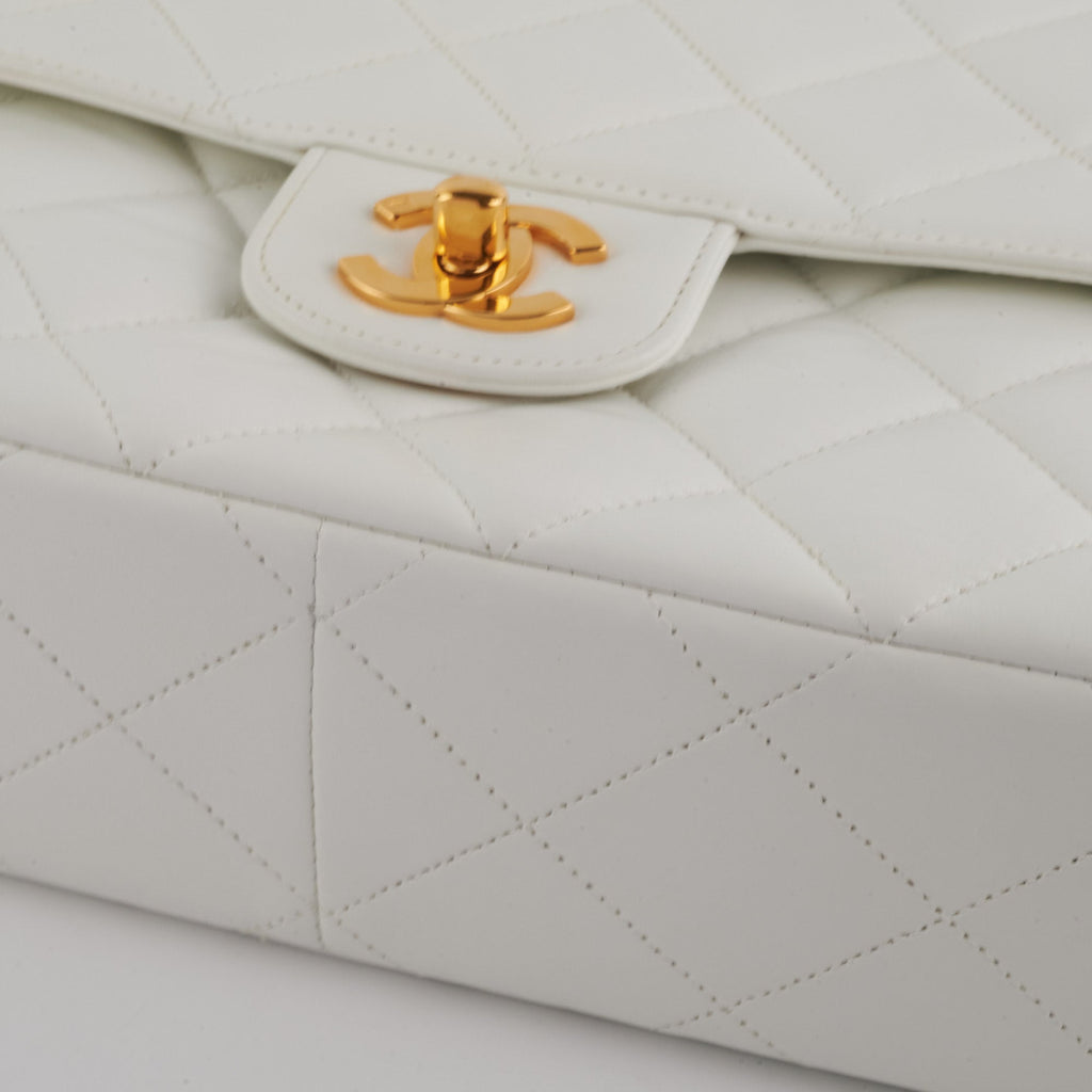 Chanel Quilted Vintage Flap White 24K Gold