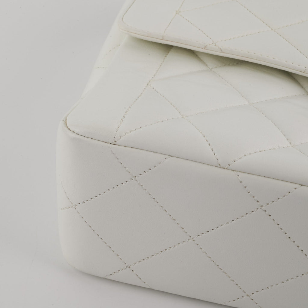 Chanel Quilted Vintage Flap White 24K Gold
