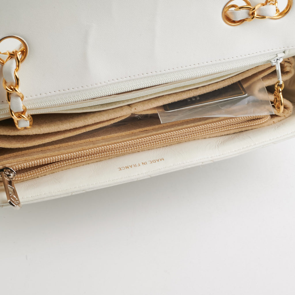 Chanel Quilted Vintage Flap White 24K Gold