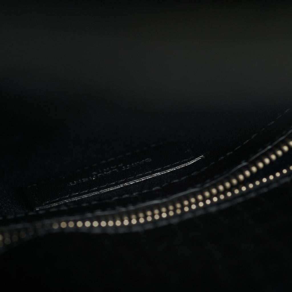 Saint Laurent Manhattan Shopper Embossed Croc Tote Black