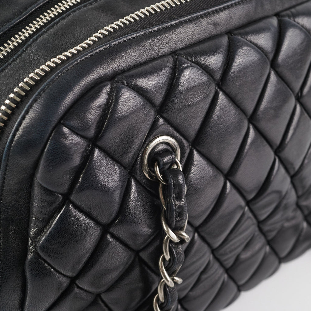 Chanel Quilted Bowling Handbag Black