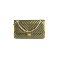 Chanel Chevron Reissue 226 Medium Khaki Green Metallic