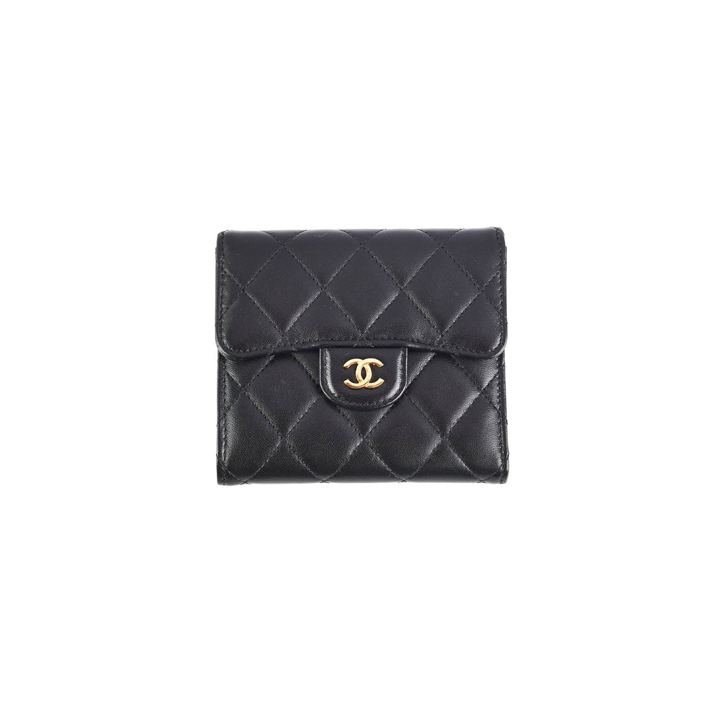 Chanel Black Quilted Lambskin Flap Wallet