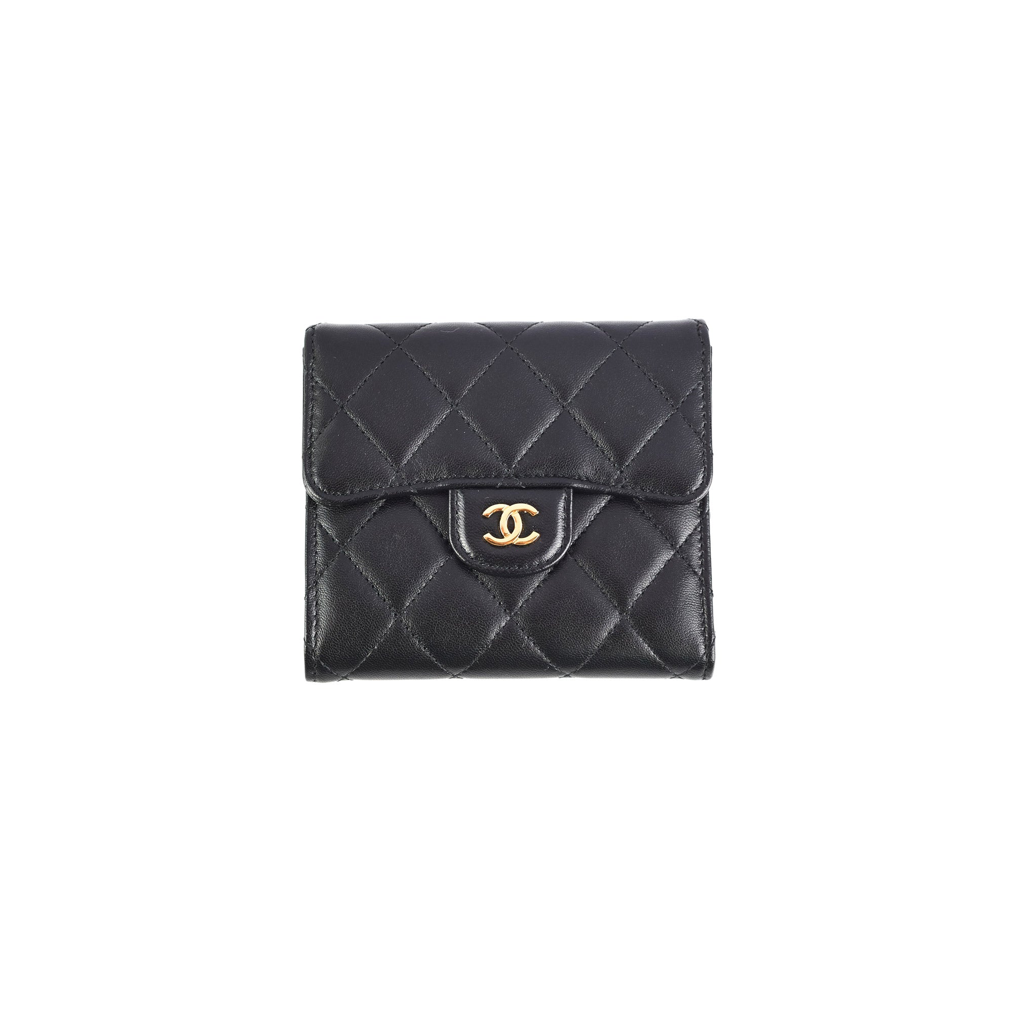 Chanel Black Quilted Lambskin Flap Wallet