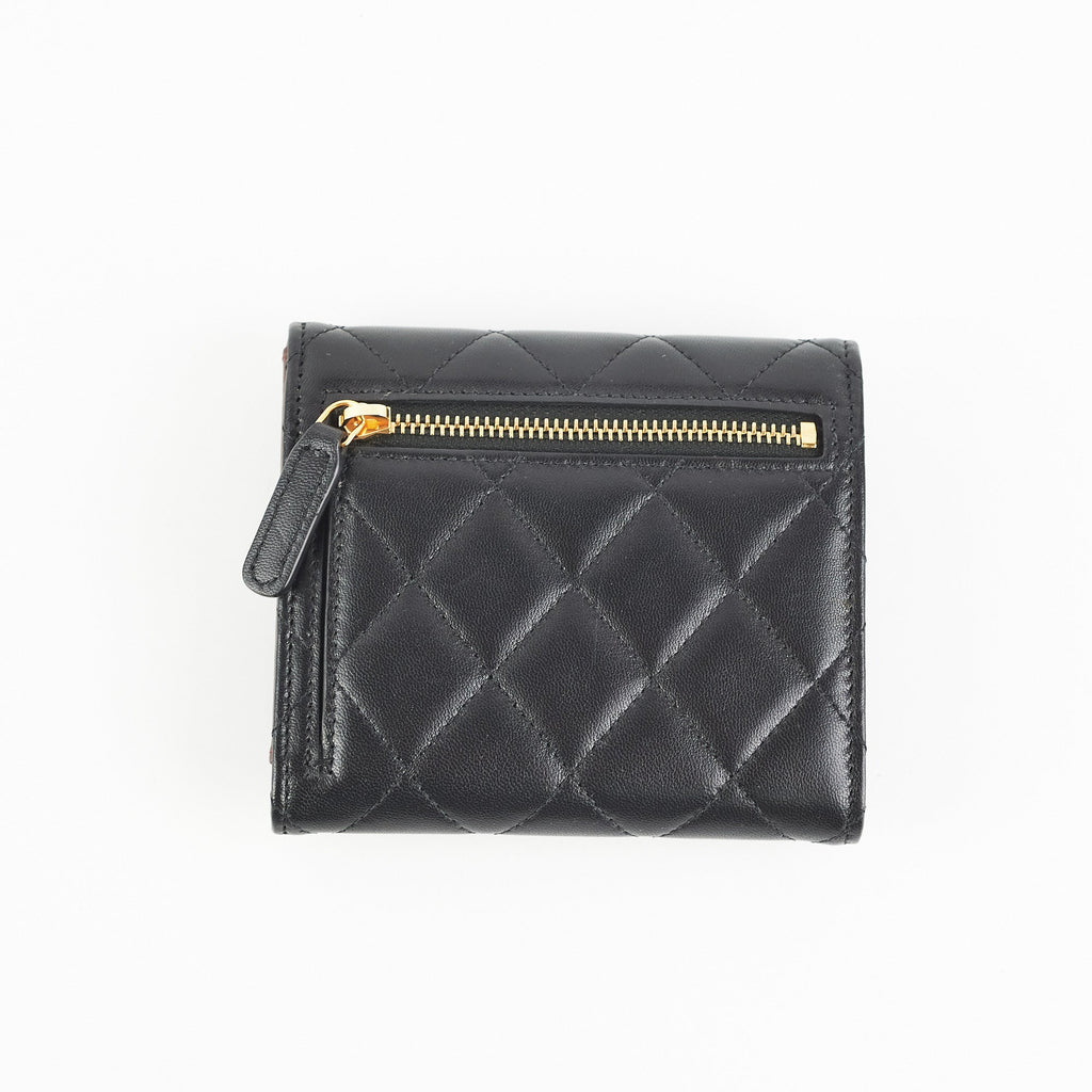 Chanel Black Quilted Lambskin Flap Wallet