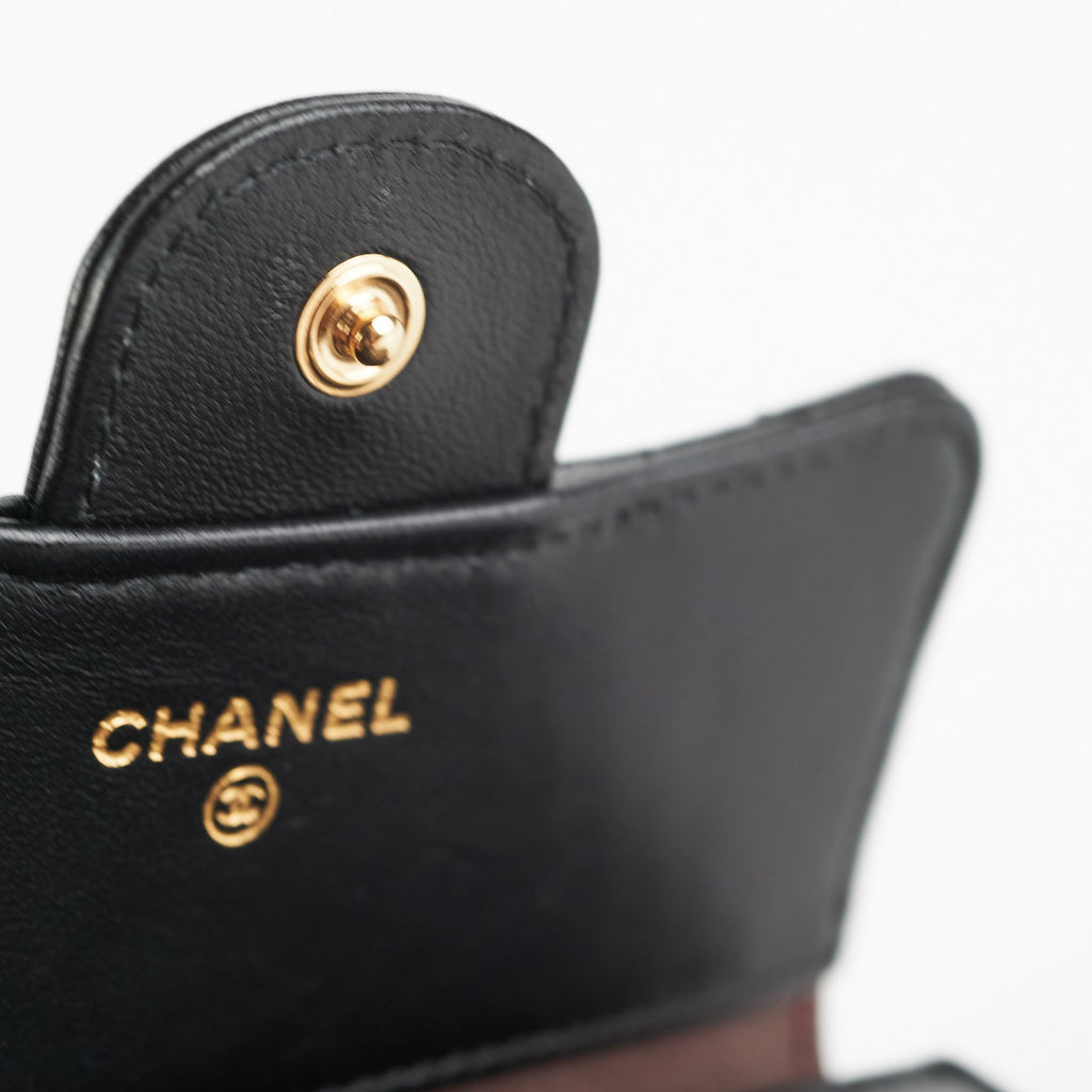 Chanel Black Quilted Lambskin Flap Wallet