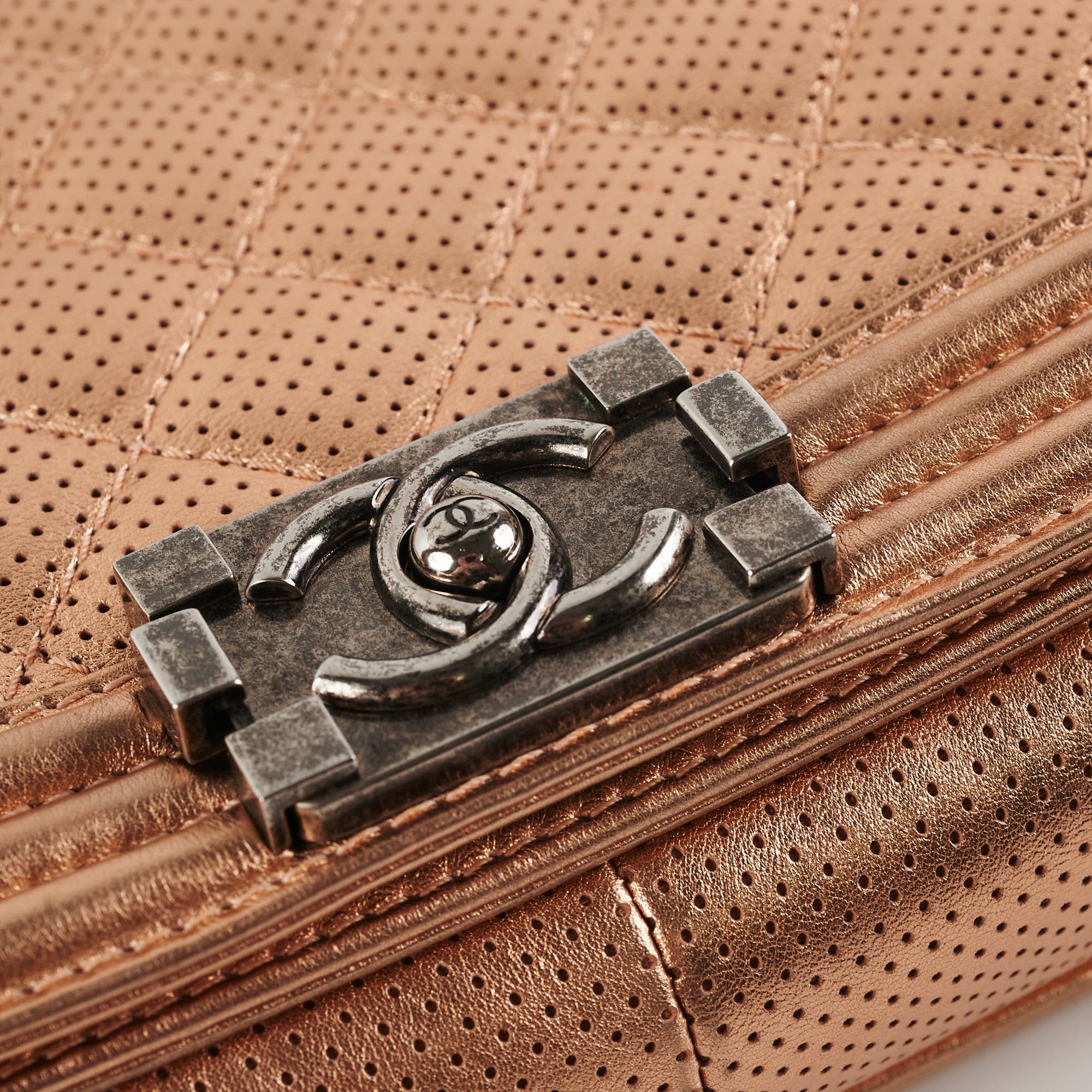 Chanel Boy Bag Perforated Rose Gold