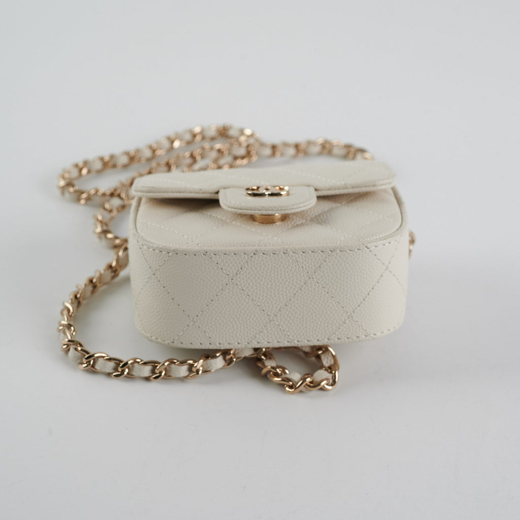 Chanel Caviar Microbag White