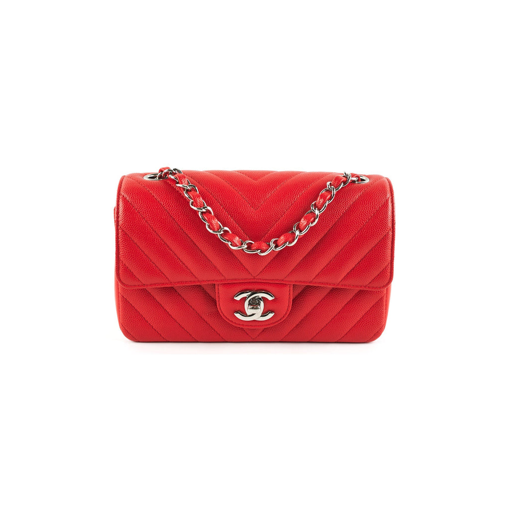 Chanel Mini Rectangular Cavair Red