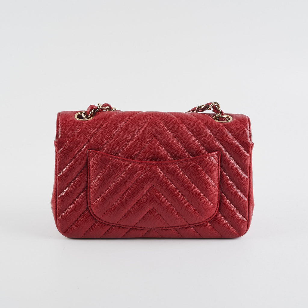 Chanel 18B Chevron Rectangular Mini Red