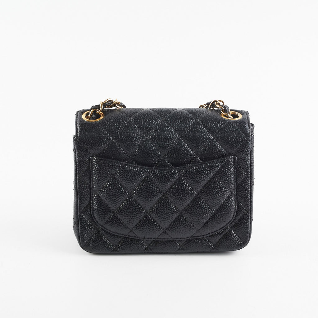 Chanel Caviar Mini Square 24k gold Black