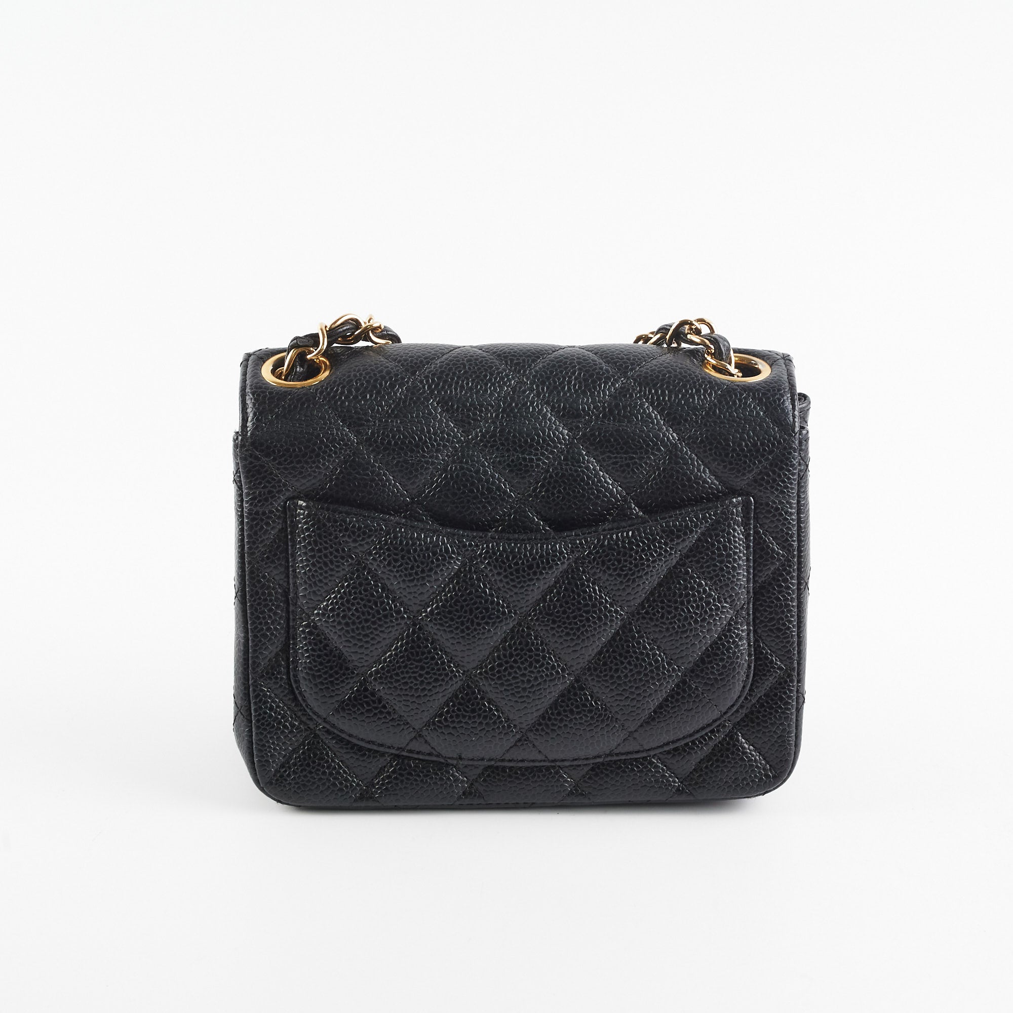 Chanel Caviar Mini Square 24k gold Black