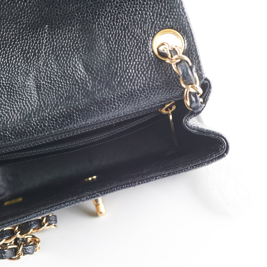 Chanel Caviar Mini Square 24k gold Black