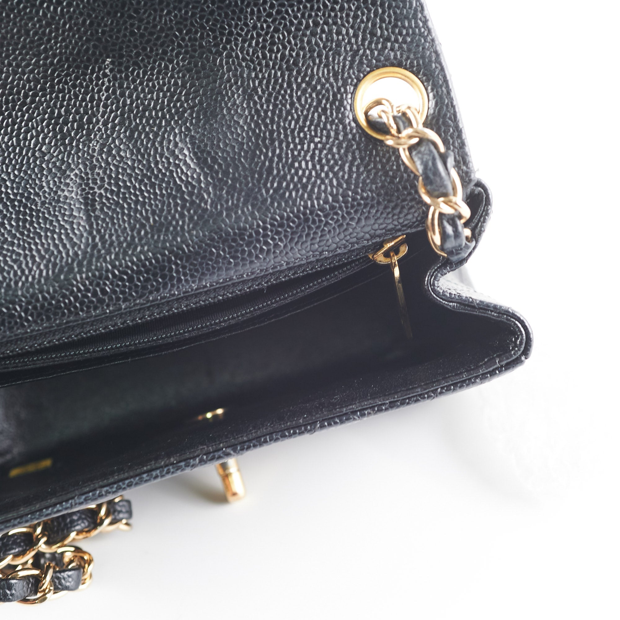 Chanel Caviar Mini Square 24k gold Black