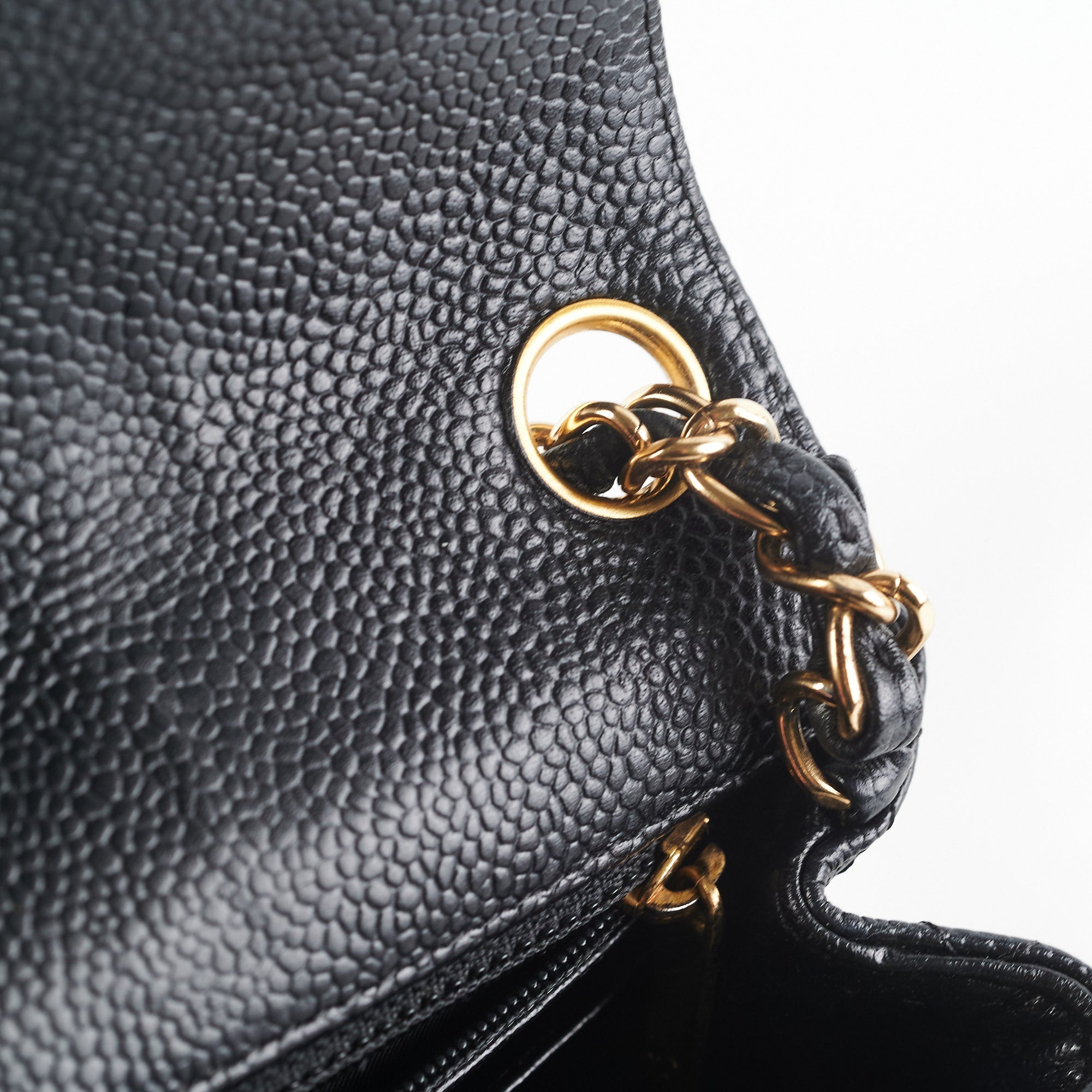 Chanel Caviar Mini Square 24k gold Black