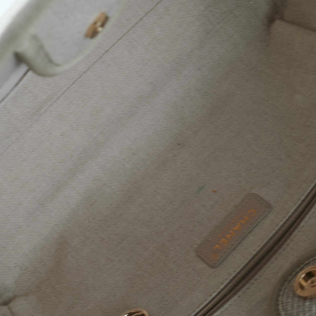 Chanel Deauville Shopping Bag Beige/Blue Microchipped
