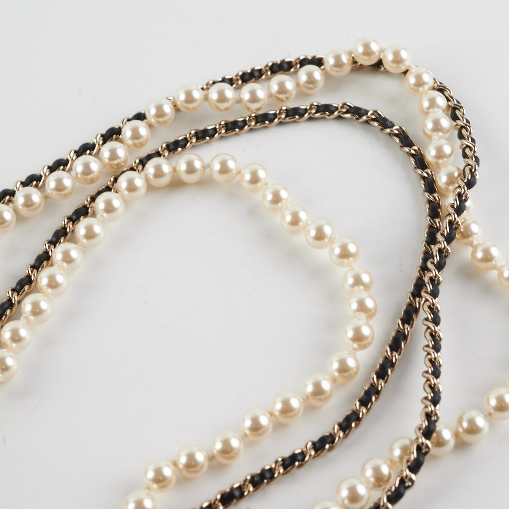 Chanel Flap Bag with Chain Pearls Costume Jewellery