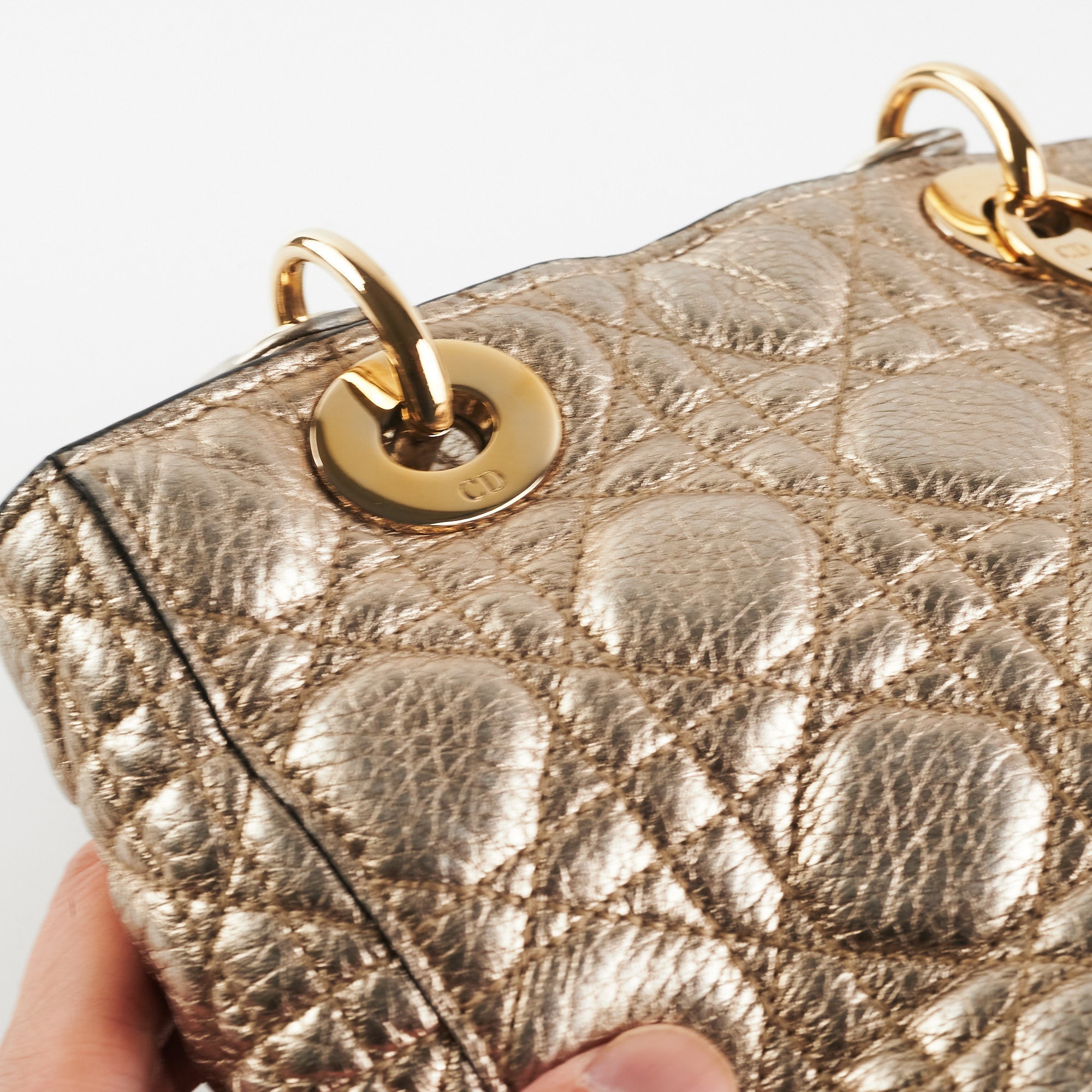 Dior Small Lady Dior Metallic Gold