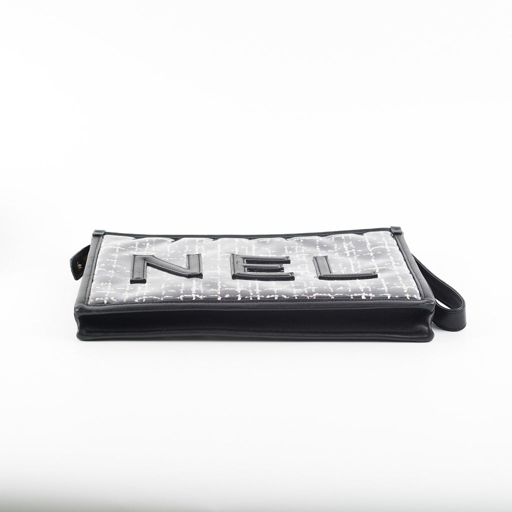 Chanel PVC Black Tweed Clutch