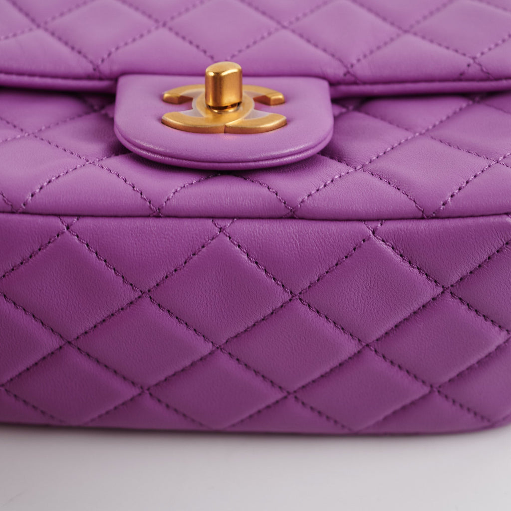Chanel Purple Pearl Crush Square Lambskin Bag (Microchipped)