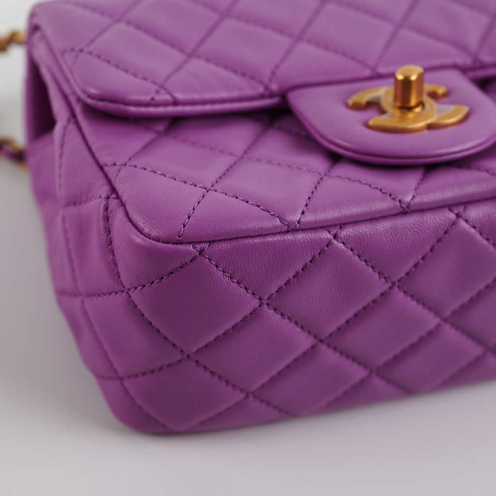 Chanel Purple Pearl Crush Square Lambskin Bag (Microchipped)