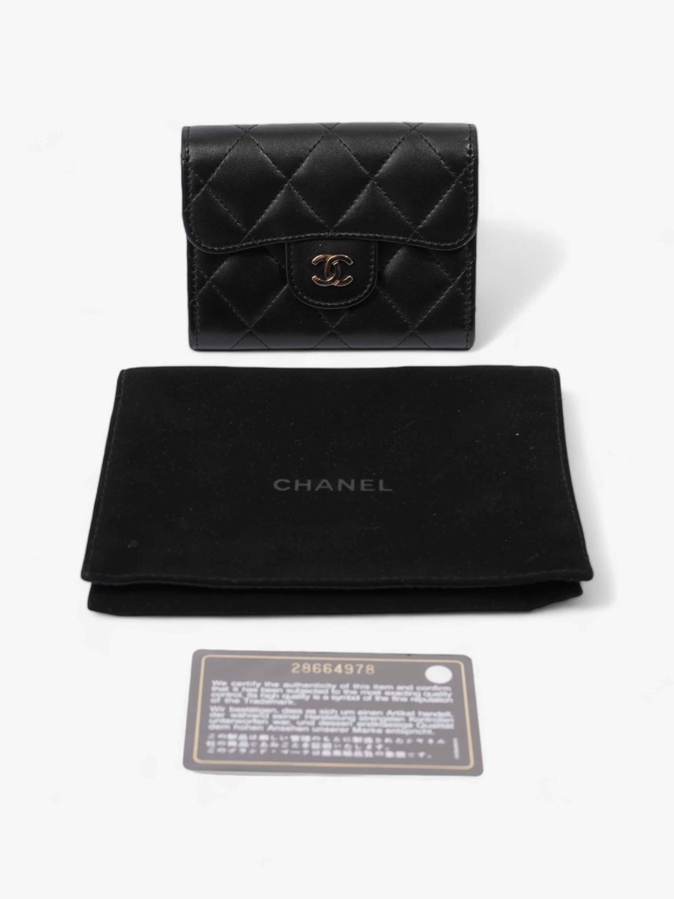 Chanel Classic Flap Card Holder Black Lambskin Leather