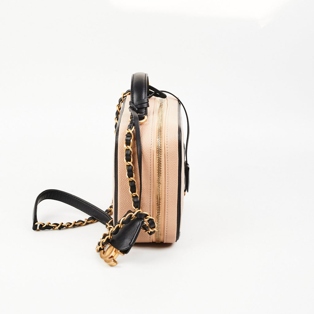 Chanel Filigree Vanity Case Beige/Black