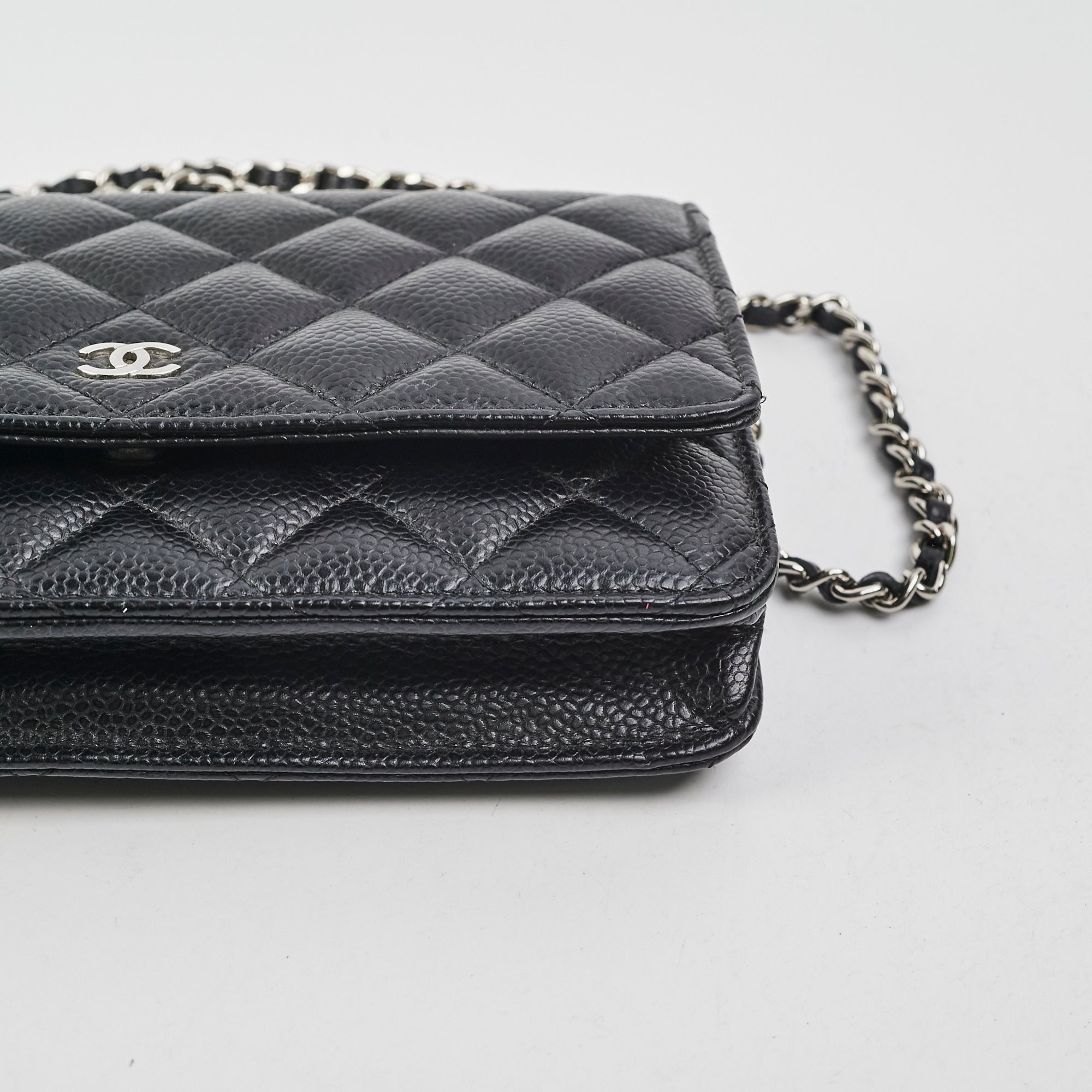 Chanel Caviar Wallet on Chain WOC Black Microchipped