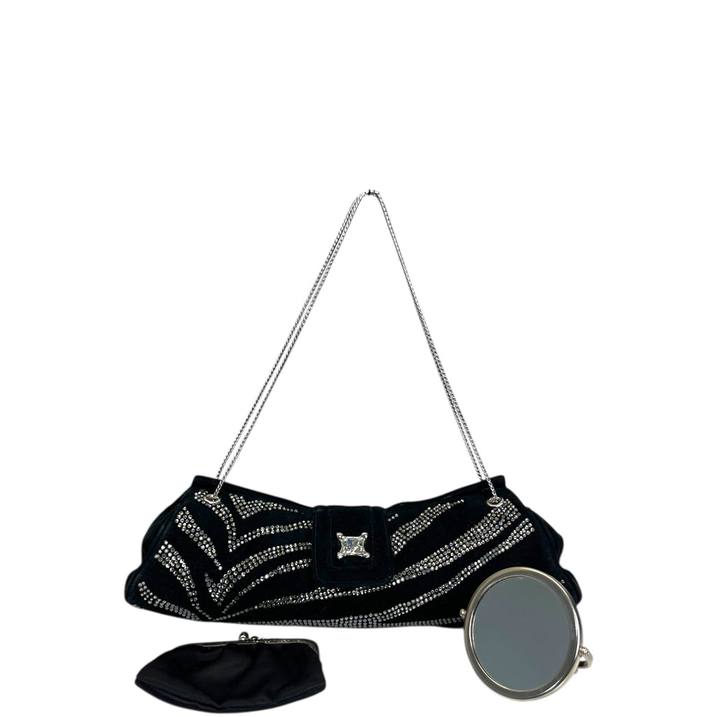 Judith Leiber Embellished Black Suede Shoulder Bag