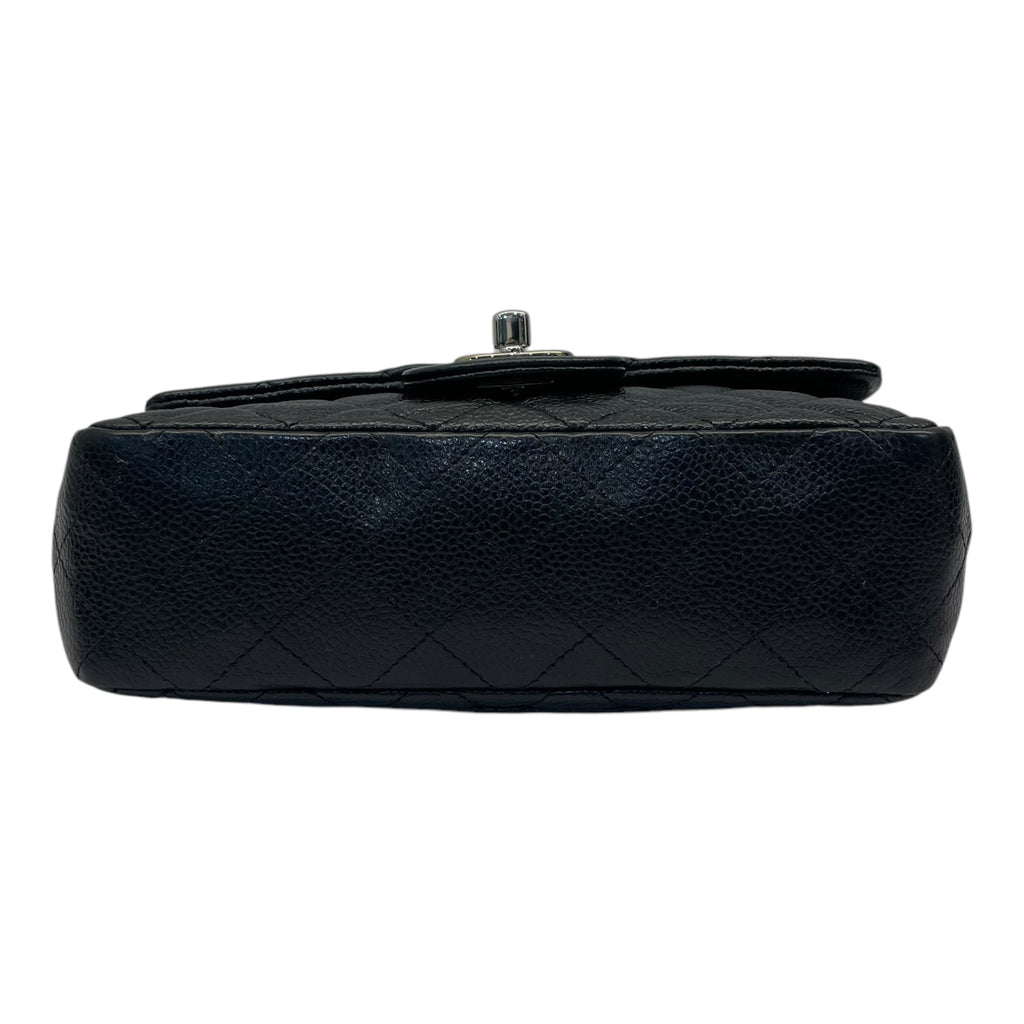 Chanel Classic Mini Flap Bag in Black Pebbled Leather