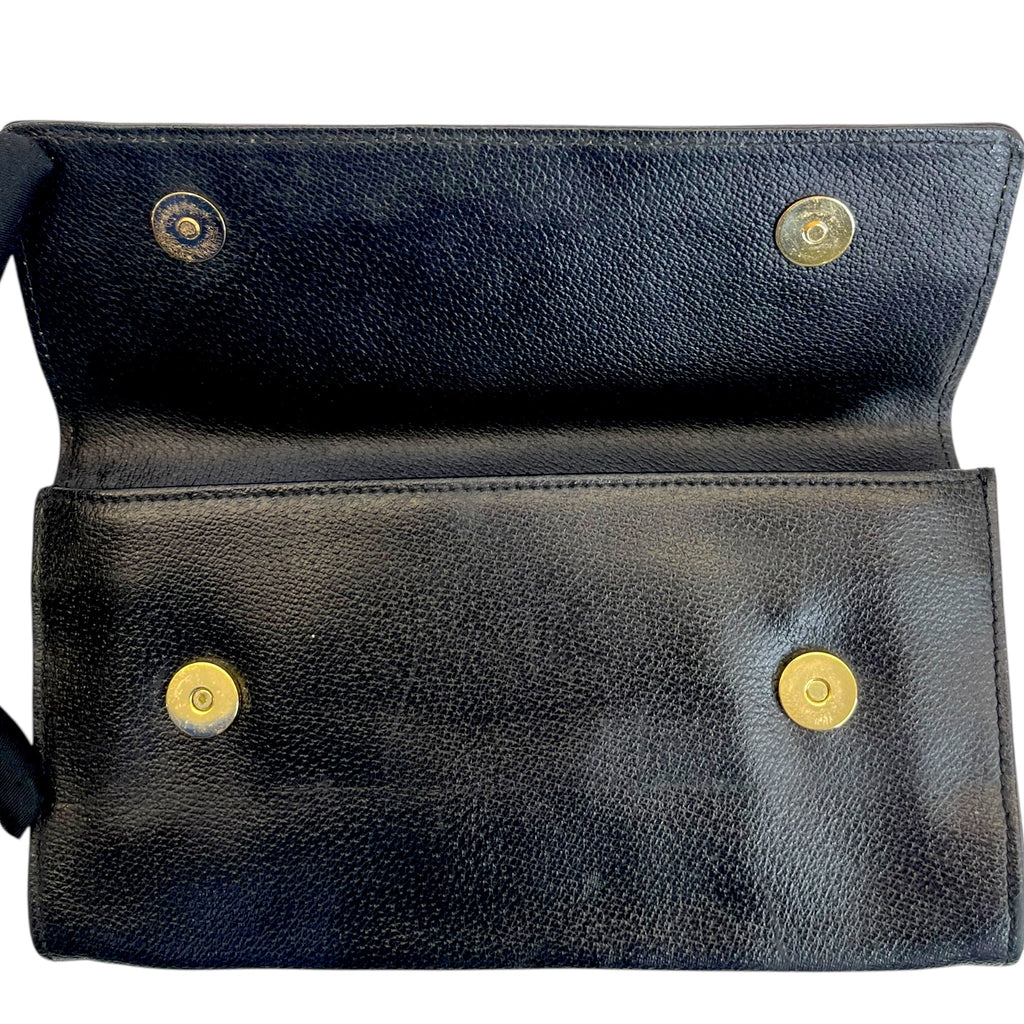 Versace Gold-tone Medusa Head Emblem Black Leather Wallet