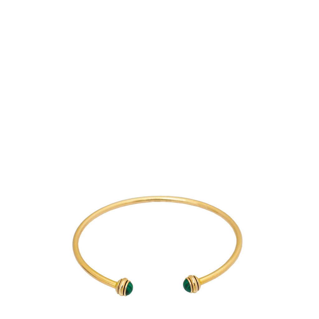 Piaget 18K Rose Gold Possession Open Bangle with Malachite Cabochon Bracelet 16