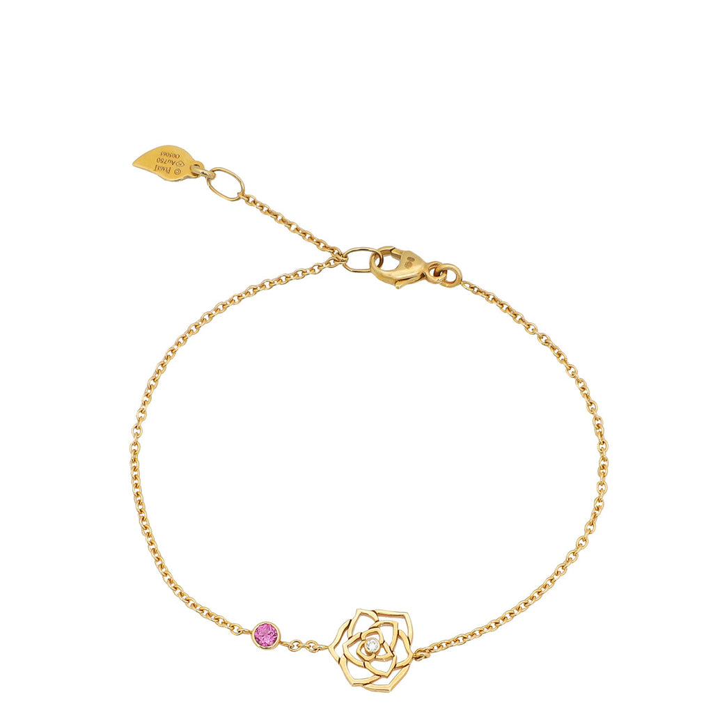 Piaget 18K Rose Gold Diamond Sapphire Rose Bracelet