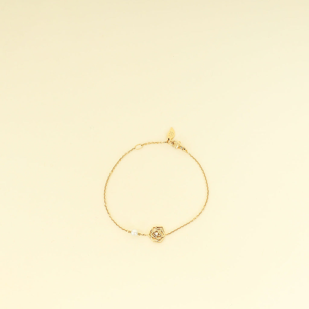 Piaget 18K Rose Gold Rose Pearl Diamond Chain Bracelet