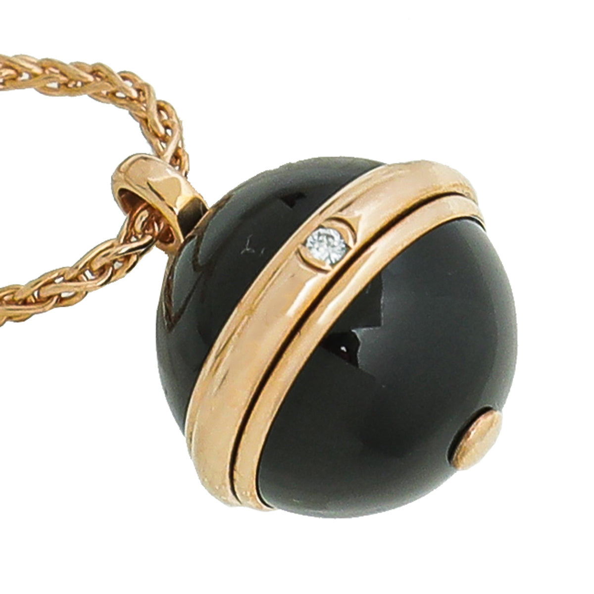 Piaget 18K Rose Gold Onyx Diamond Possession Pendant Necklace