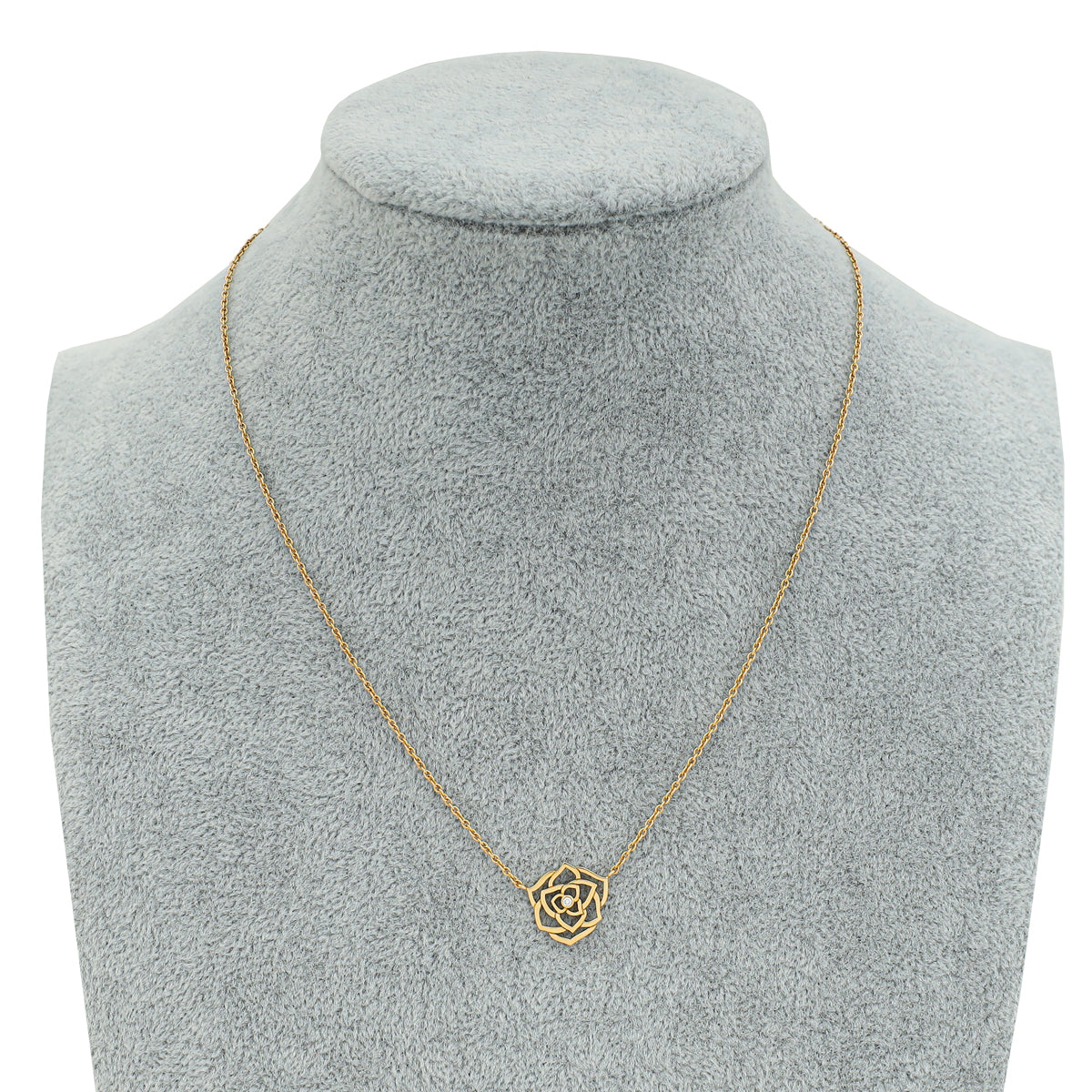 Piaget 18K Rose Gold Diamond Rose Pendant Necklace