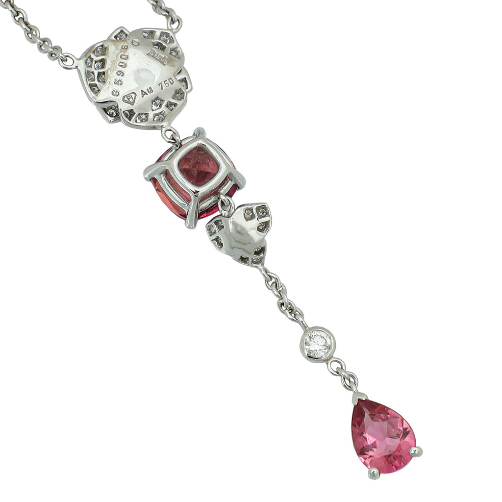 Piaget 18K White Gold Diamonds Tourmaline Rose Necklace