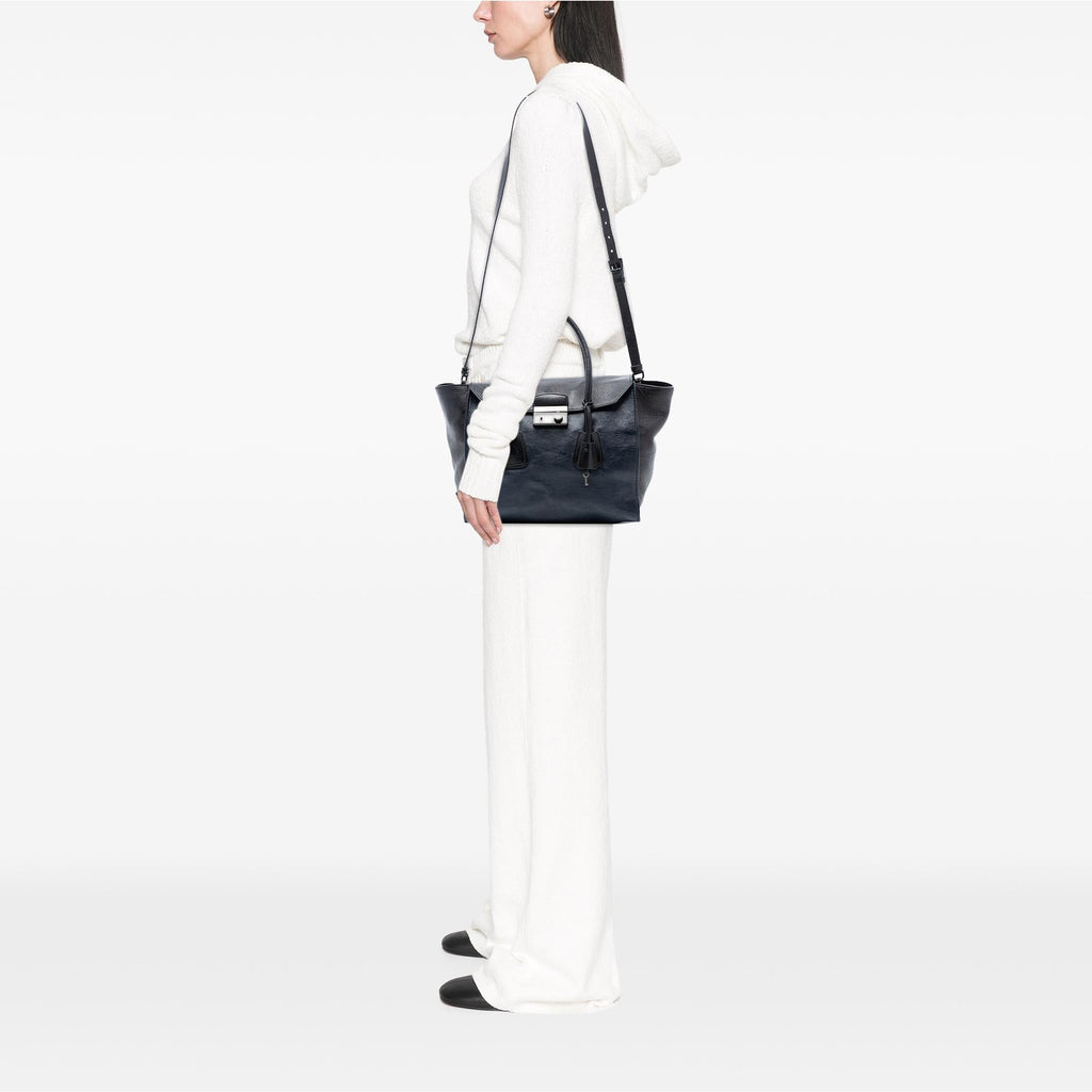 Prada Bicolor Glace Calf Sound Lock Satchel