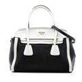 Prada Bicolor Saffiano Cuir Trimmed Canvas Satchel
