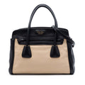 Prada Bicolor Saffiano Cuir Trimmed Canvas Satchel