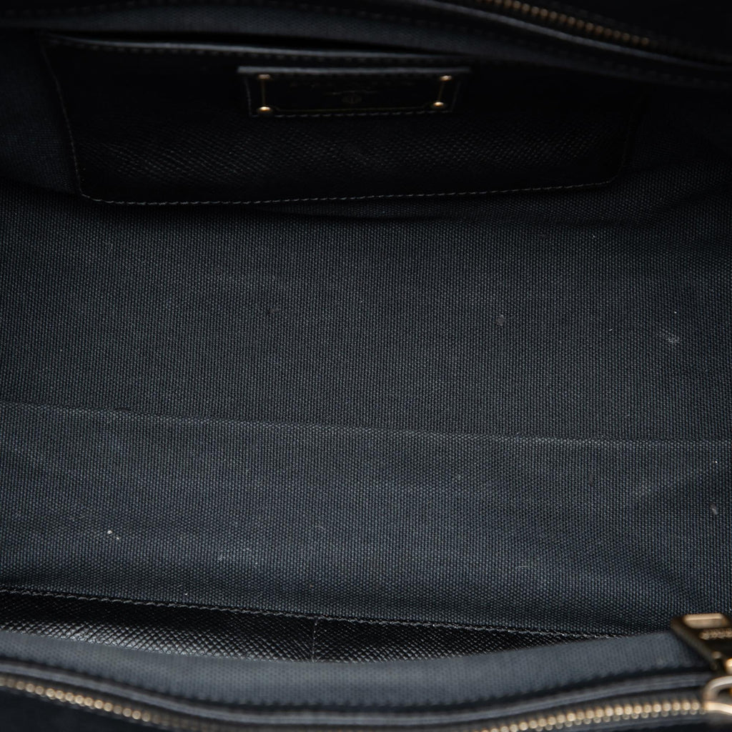 Prada Bicolor Saffiano Cuir Trimmed Canvas Satchel