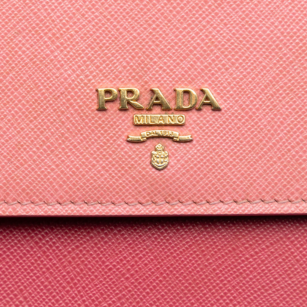 Prada Bicolor Saffiano Lux Wallet On Strap