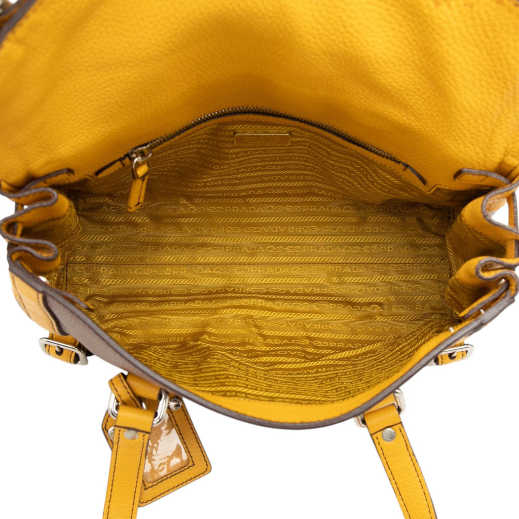 Prada Bicolor Vitello Daino Pushlock Flap Bag