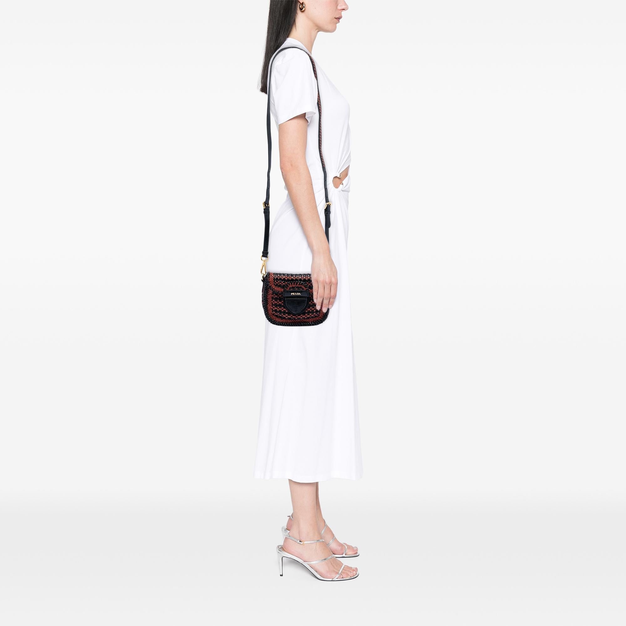 Prada Bicolor Woven Goatskin Madras Crossbody