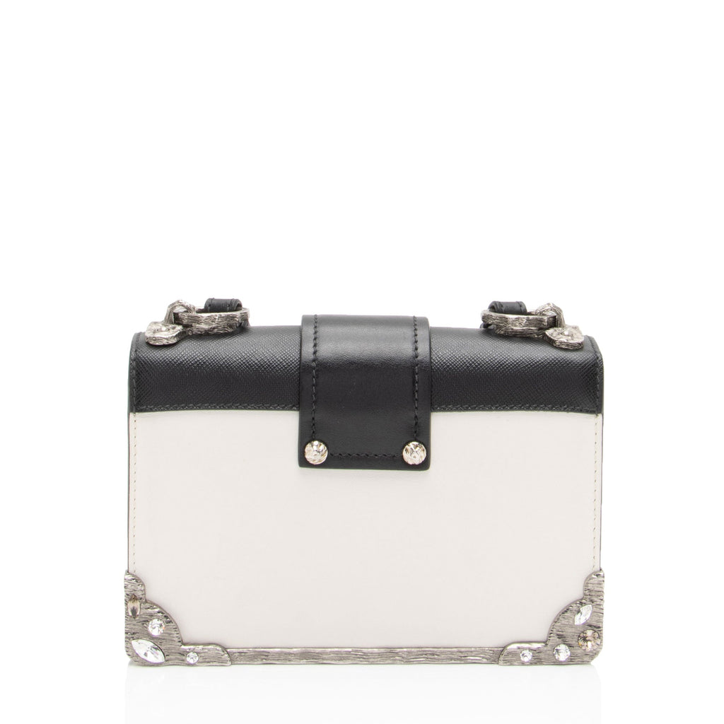 Prada Calfskin Crystal Cahier Shoulder Bag (SHF-Hlddcz)