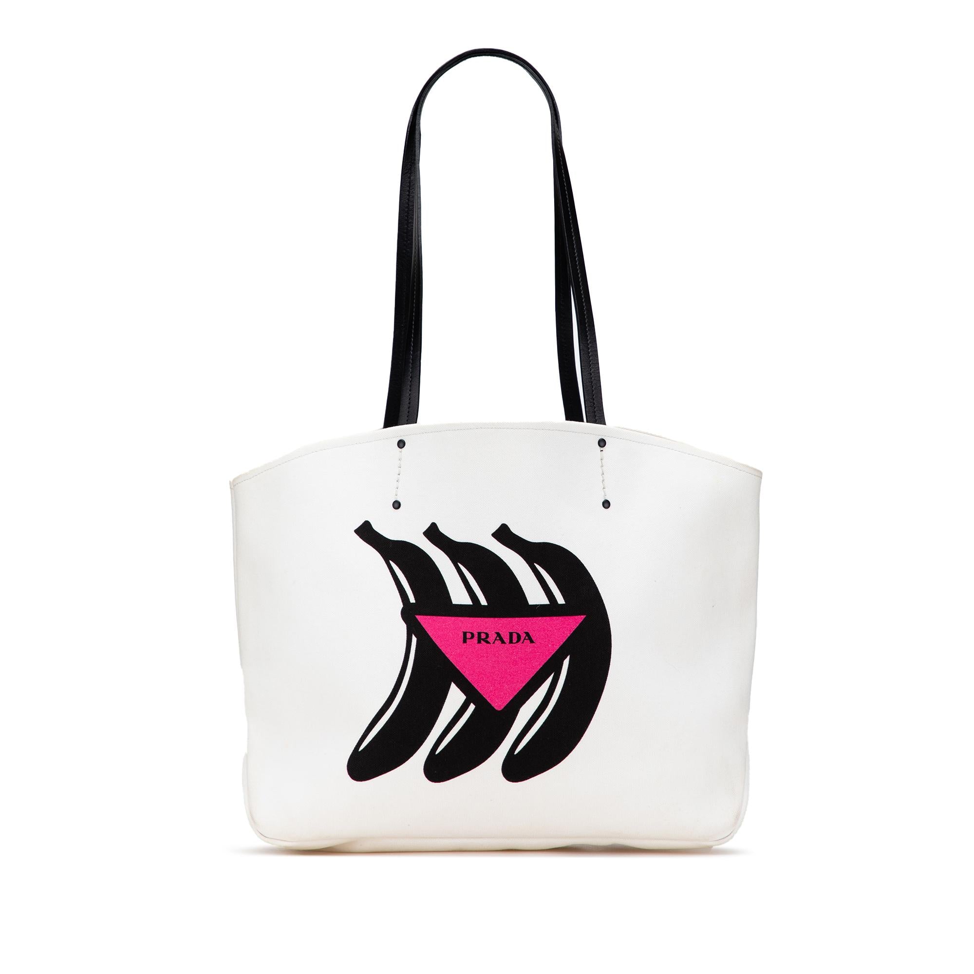 Prada Canapa Banana Print Tote
