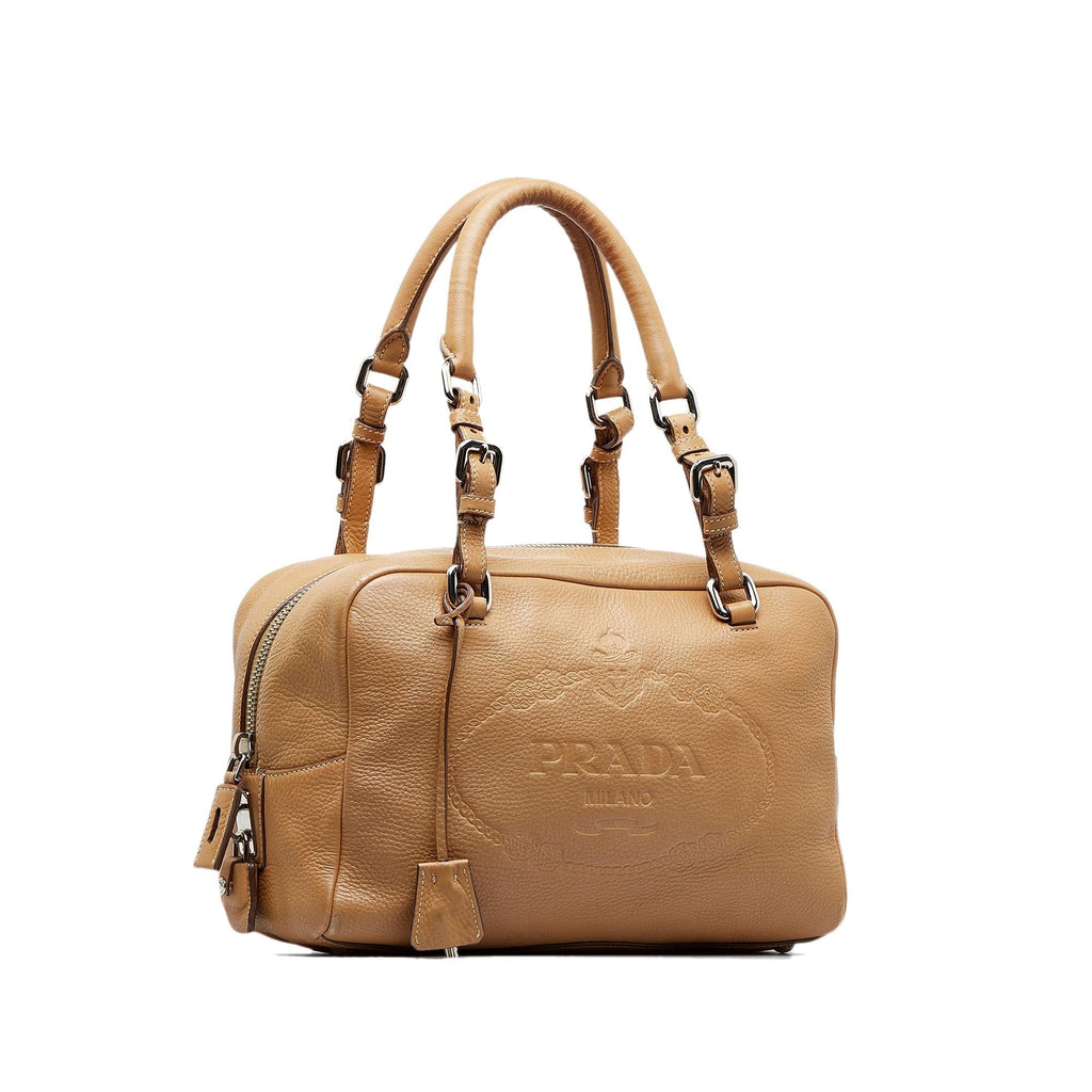 Prada Canapa Logo Vitello Daino Shoulder Bag (SHG-FKqHYc)