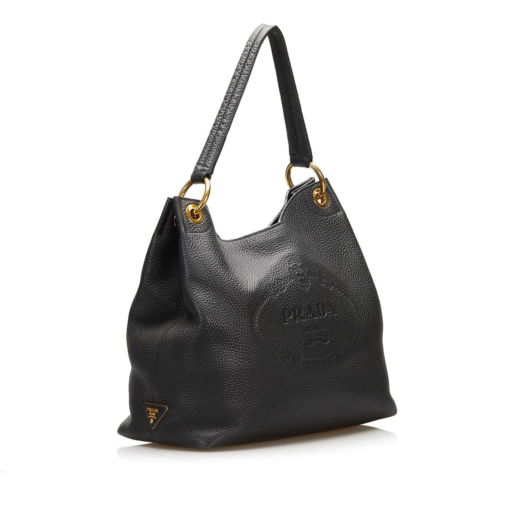 Prada Canapa Logo Vitello Phenix Shoulder Bag (SHG-35361)