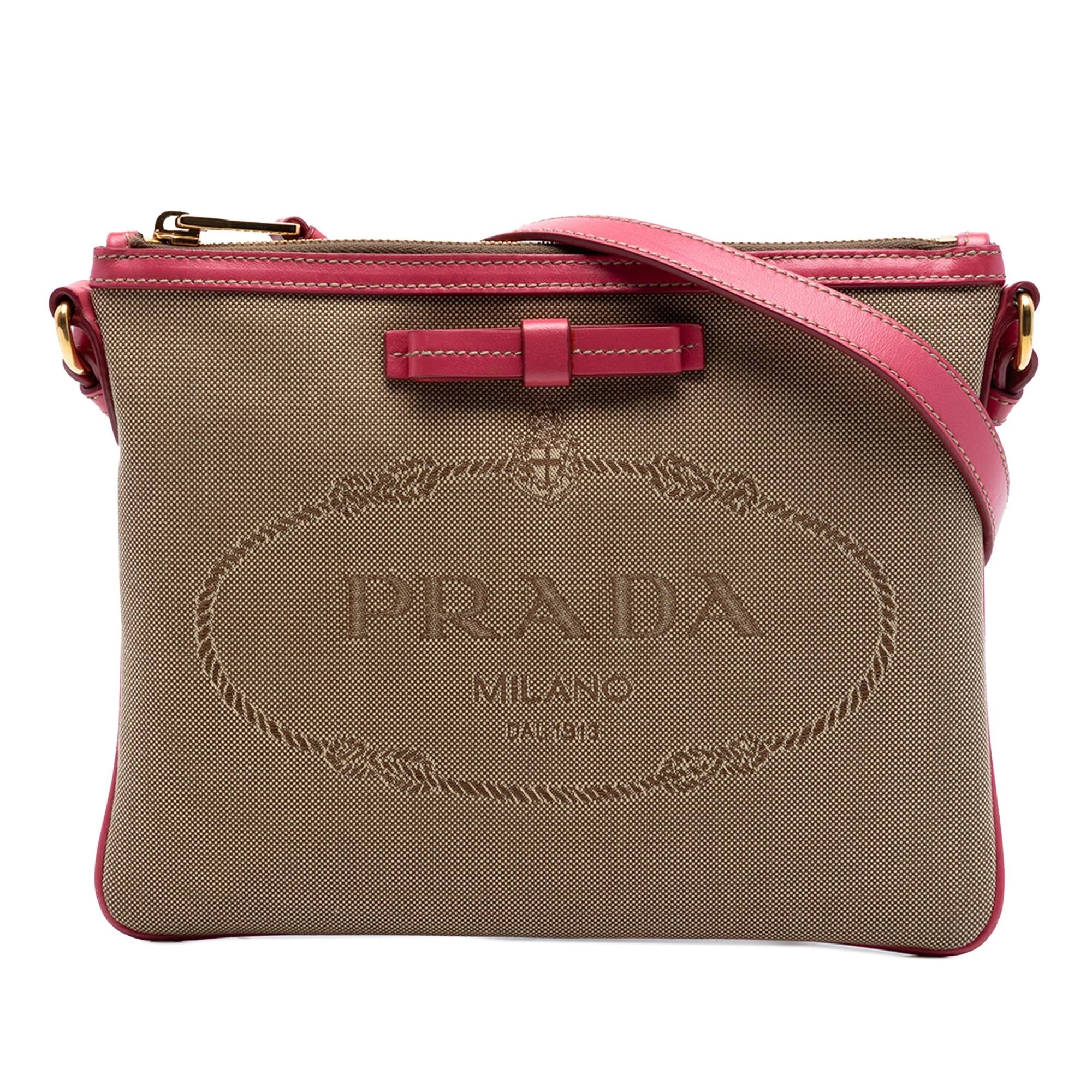 Prada Canvas Canapa Logo Bow Crossbody